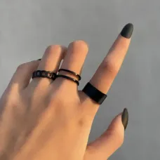Набор из 3 безразмерных колец, цвет черный KLN063
