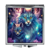 Складное зеркало квадратное Кошка и котенок ZER2-0908