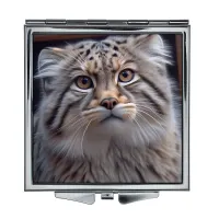 Складное зеркало квадратное Молодой манул ZER2-0923