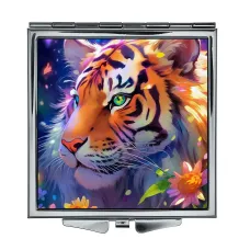 Складное зеркало квадратное Тигр и цветы ZER2-0937