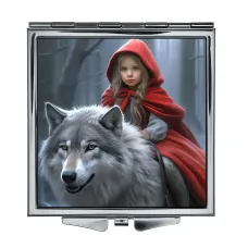 Складное зеркало квадратное Волк и Красная Шапочка ZER2-0940