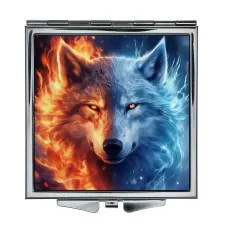 Складное зеркало квадратное Волк лед и пламя ZER2-0943