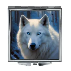 Складное зеркало квадратное Белая волчица ZER2-0947