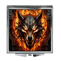 Складное зеркало квадратное Японский волк шаману ZER2-0948