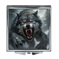 Складное зеркало квадратное Свирепость волка ZER2-0949