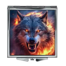 Складное зеркало квадратное Пламенный волк ZER2-0952