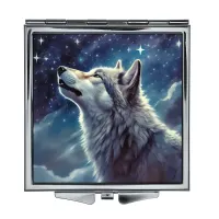 Складное зеркало квадратное Волк в профиль ZER2-0953