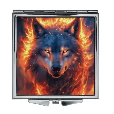 Складное зеркало квадратное Пламенный волк ZER2-0964