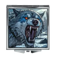 Складное зеркало квадратное Волк иллюстрация ZER2-0968