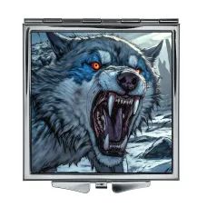 Складное зеркало квадратное Волк иллюстрация ZER2-0968