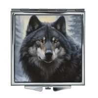 Складное зеркало квадратное Волк в зимнем лесу ZER2-0970