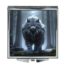 Складное зеркало квадратное Лесной кот ZER2-0975