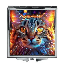 Складное зеркало квадратное Кошка сияние ZER2-0976