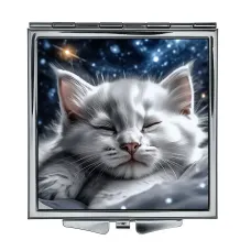 Складное зеркало квадратное Спящий котенок ZER2-0977