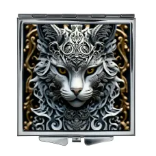 Складное зеркало квадратное Узорный кот ZER2-0979