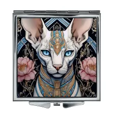 Складное зеркало квадратное Кот сфинкс ZER2-0980