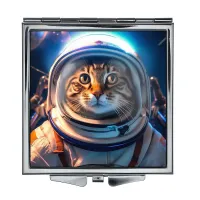 Складное зеркало квадратное Кот космонавт ZER2-0985