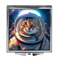 Складное зеркало квадратное Кот космонавт ZER2-0985