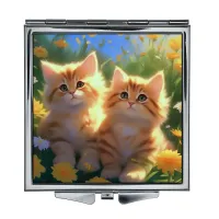 Складное зеркало квадратное Рыжие котята ZER2-0986