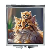 Складное зеркало квадратное Кошка и котенок ZER2-0987