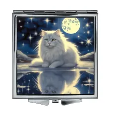 Складное зеркало квадратное Белая кошка ZER2-0988