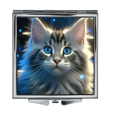 Складное зеркало квадратное Кошка анфас ZER2-0989