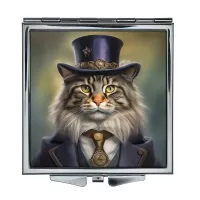 Складное зеркало квадратное Кот в цилиндре