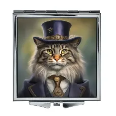 Складное зеркало квадратное Кот в цилиндре