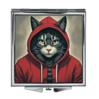 Складное зеркало квадратное Кот в капюшоне ZER2-0996