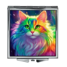 Складное зеркало квадратное Радужная кошка ZER2-0997