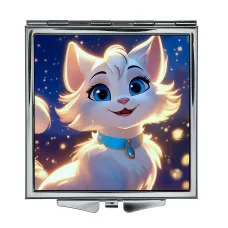 Складное зеркало квадратное Белая кошка ZER2-0998