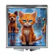 Складное зеркало квадратное Кот под дождем ZER2-0999