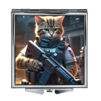 Складное зеркало квадратное Вооруженный кот ZER2-1000