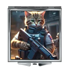 Складное зеркало квадратное Вооруженный кот ZER2-1000