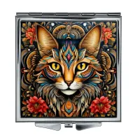 Складное зеркало квадратное Кот иллюстрация ZER2-1001