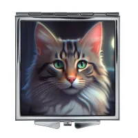 Складное зеркало квадратное Кошка клоуз ап ZER2-1007