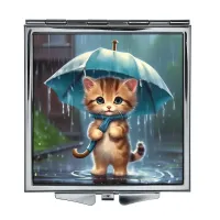 Складное зеркало квадратное Котенок с зонтиком ZER2-1013
