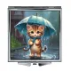 Складное зеркало квадратное Котенок с зонтиком ZER2-1013