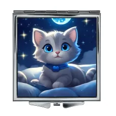 Складное зеркало квадратное Юная кошка ZER2-1014