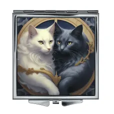 Складное зеркало квадратное Коты Инь-Ян ZER2-1017