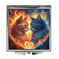 Складное зеркало квадратное Коты пламенная любовь ZER2-1019