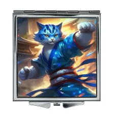 Складное зеркало квадратное Кот в кимоно ZER2-1020