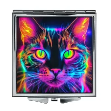 Складное зеркало квадратное Кот сюрреалистичный портрет ZER2-1029