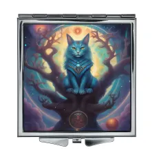 Складное зеркало квадратное Кот на дереве ZER2-1033