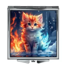 Складное зеркало квадратное Котенок лед и пламя ZER2-1034