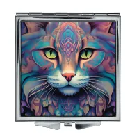 Складное зеркало квадратное Кошка портрет ZER2-1037