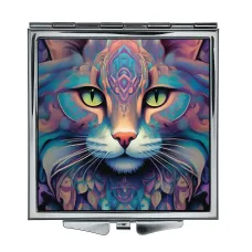 Складное зеркало квадратное Кошка портрет ZER2-1037