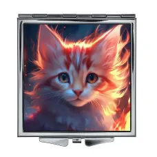 Складное зеркало квадратное Рыжий котенок ZER2-1041