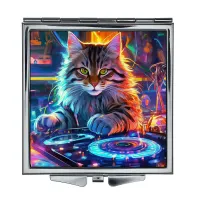 Складное зеркало квадратное Кот диджей ZER2-1044