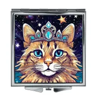 Складное зеркало квадратное Кошка диадема ZER2-1045